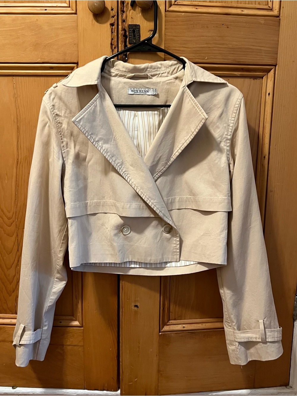 Mon Renn Cropped Cream Trench Jacket - Picture 3 of 4